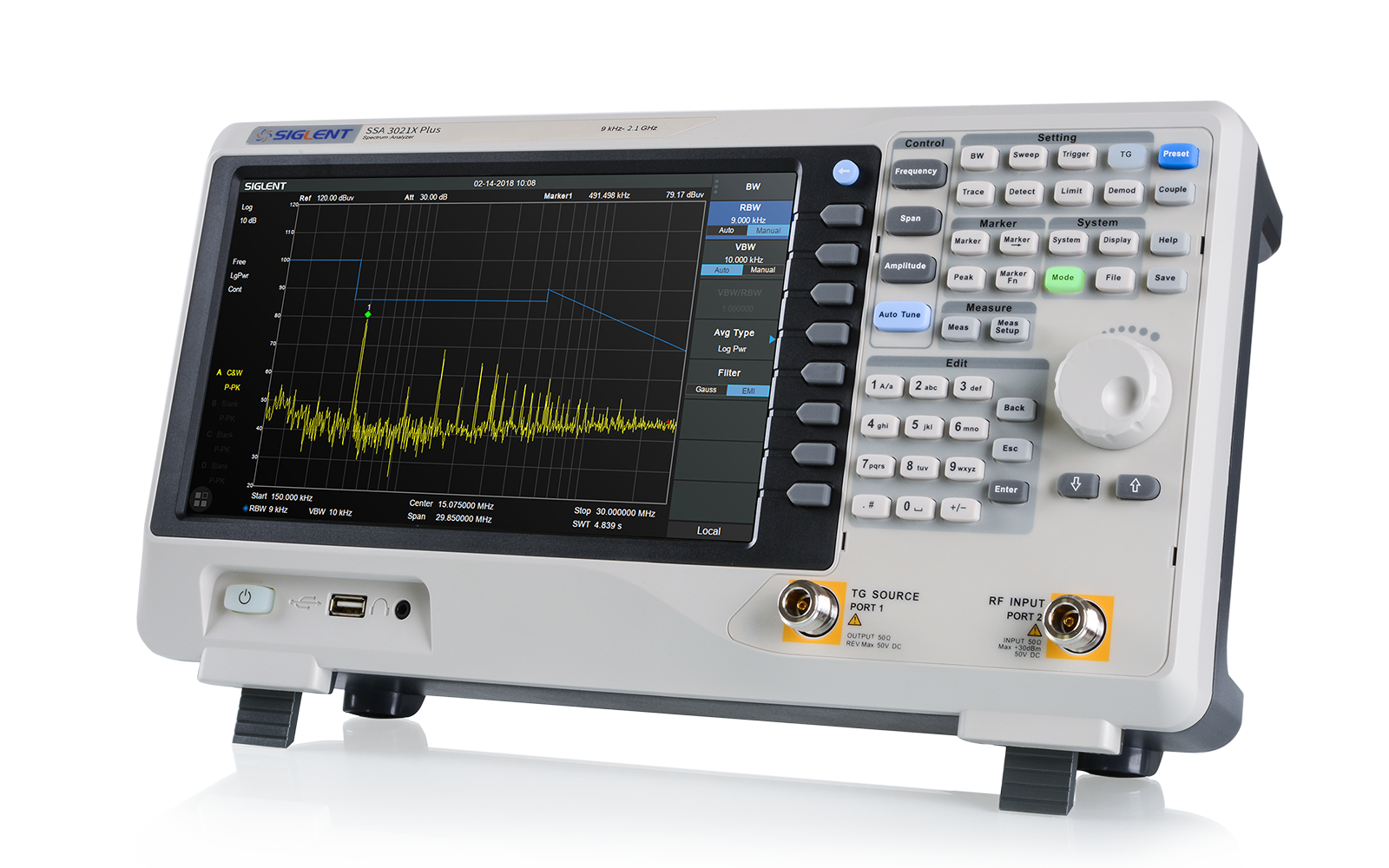 SIGLENT SSA3015X Plus Анализатор спектра от 9 кГц до 1,5 ГГц